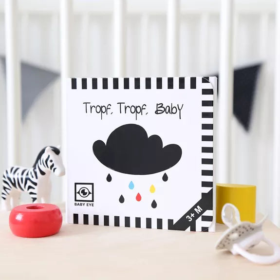 High-contrast fold-out book for babies: Drip, drip, baby