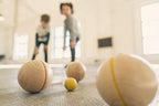 Beautiful pétanque set made of beechwood. Includes 6 balls and a pin. Comes in